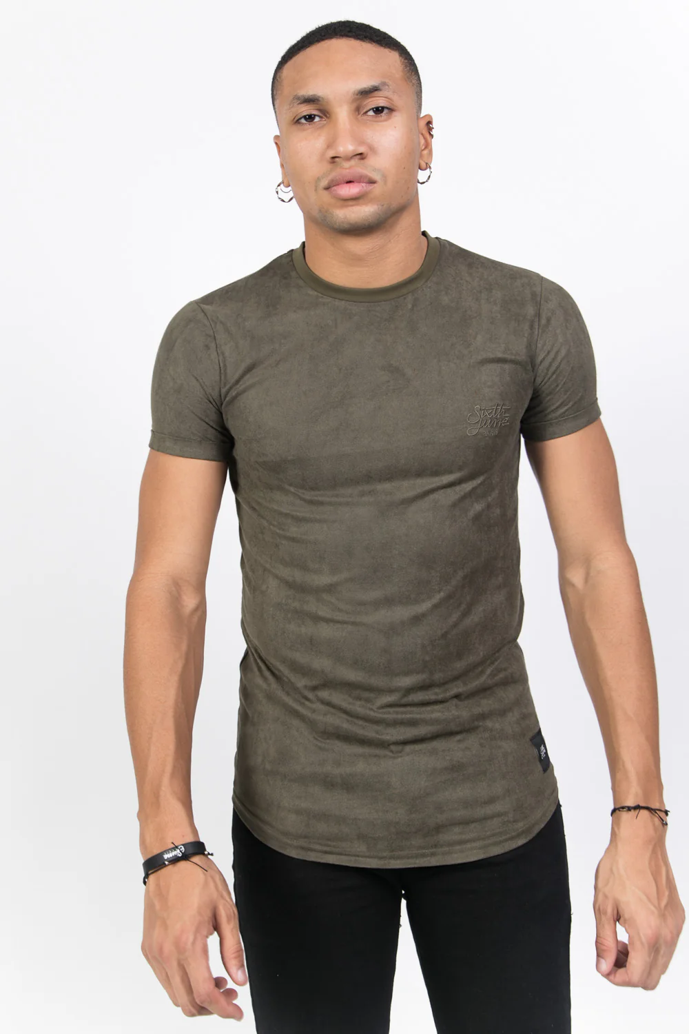 T-shirt suédine moulant kaki - Image 5