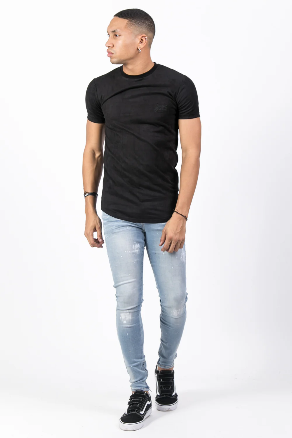 T-shirt suédine moulant noir - Image 2