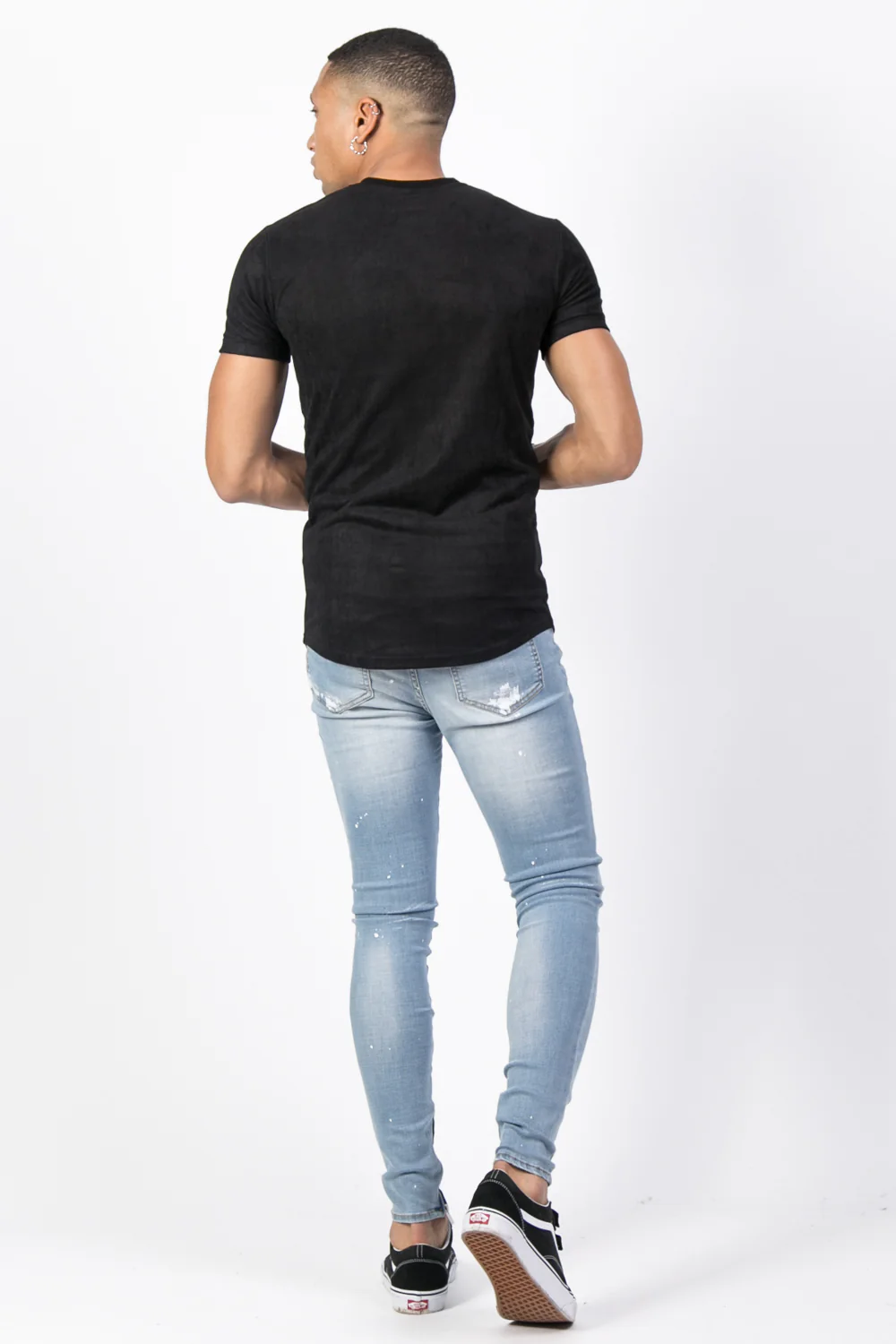 T-shirt suédine moulant noir - Image 3