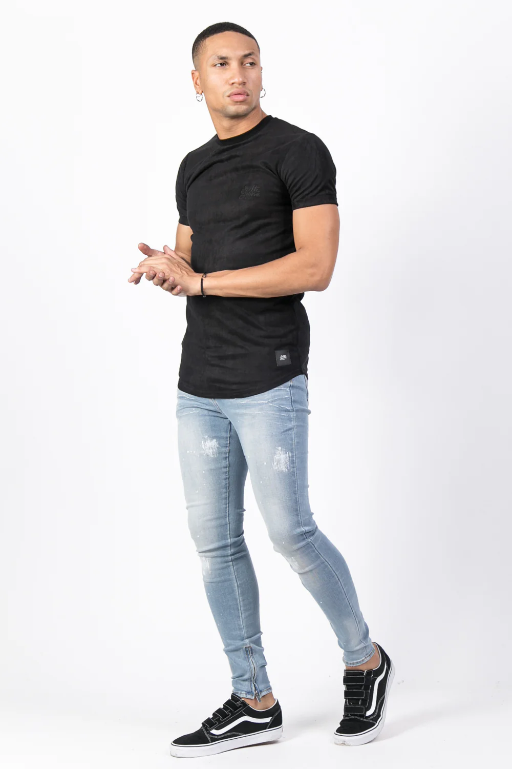 T-shirt suédine moulant noir - Image 4