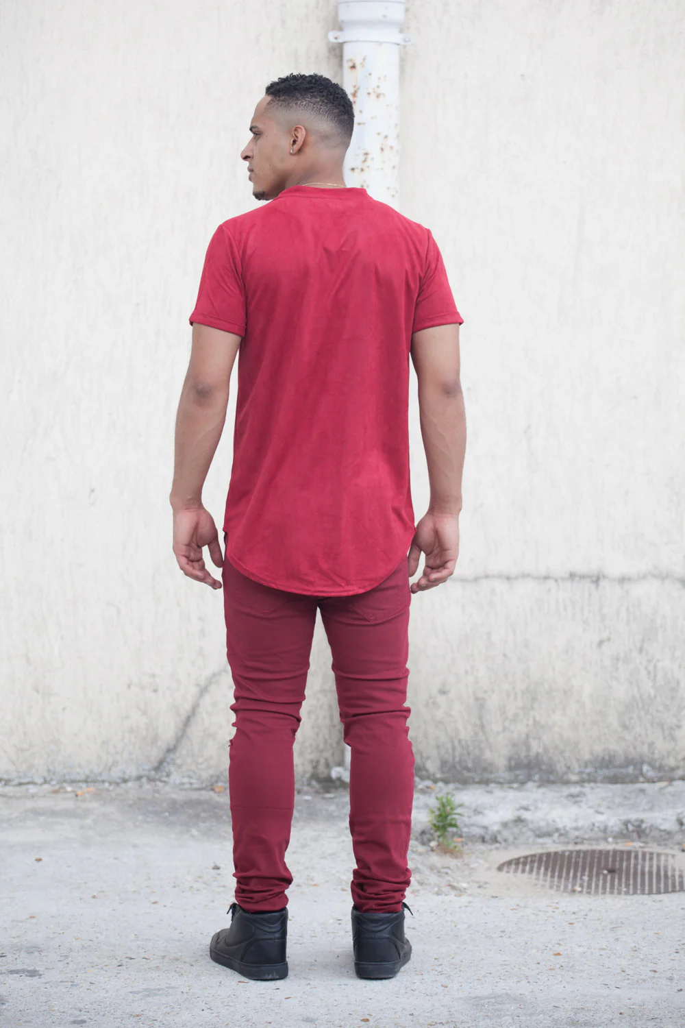 T-shirt suédine oversize bordeaux 1925V - Image 3