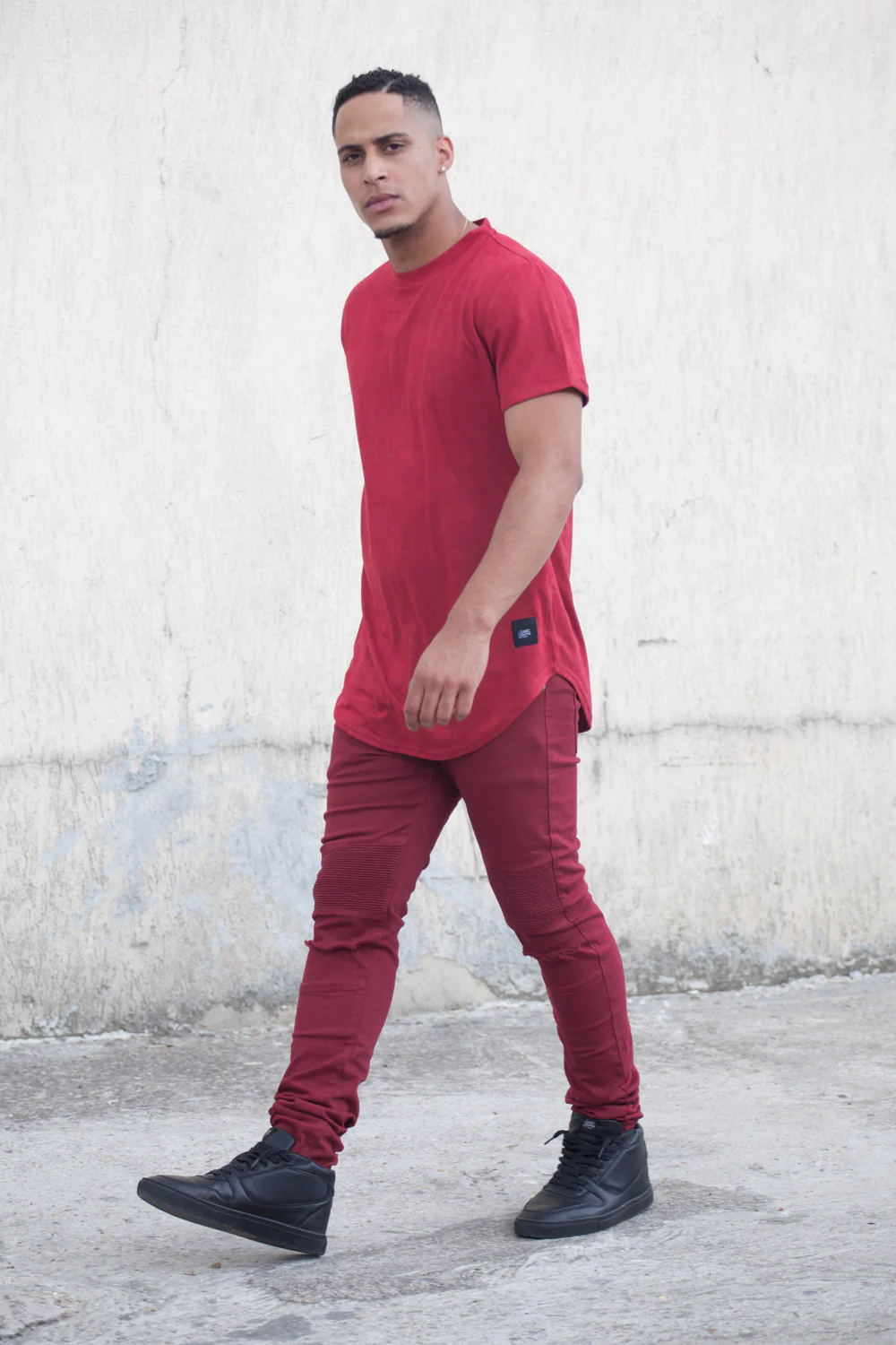 T-shirt suédine oversize bordeaux 1925V - Image 4