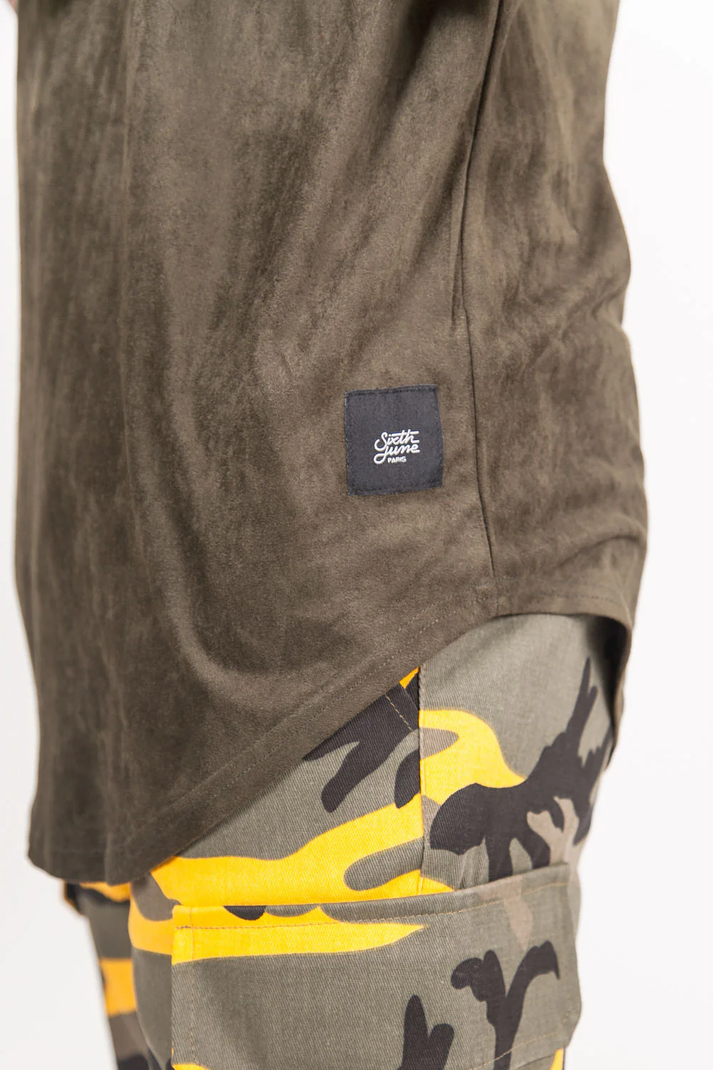 T-shirt suédine oversize kaki 1925V - Image 3