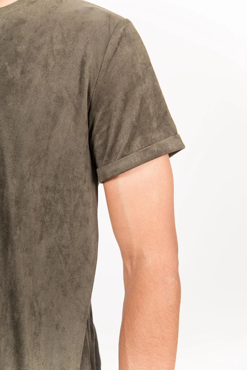 T-shirt suédine oversize kaki 1925V - Image 4