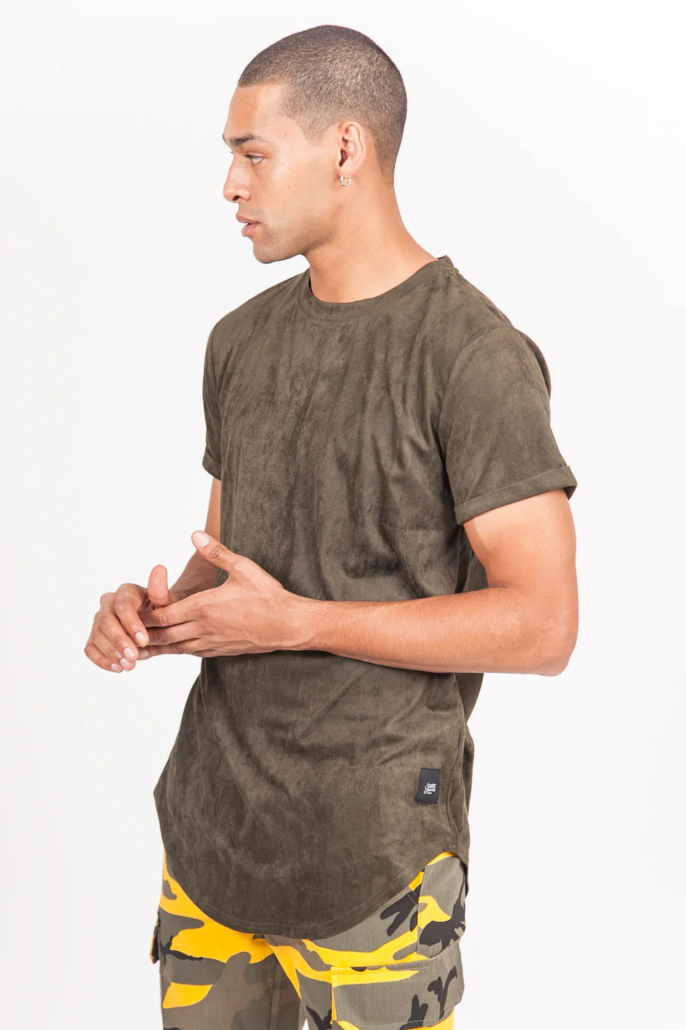 T-shirt suédine oversize kaki 1925V - Image 5