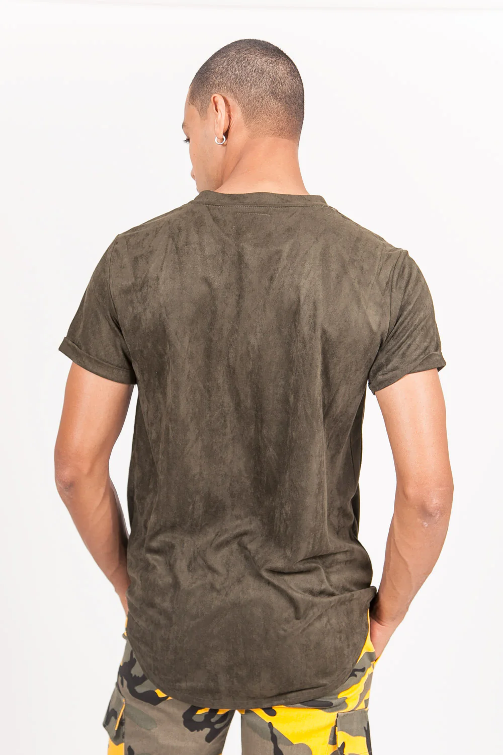 T-shirt suédine oversize kaki 1925V - Image 6