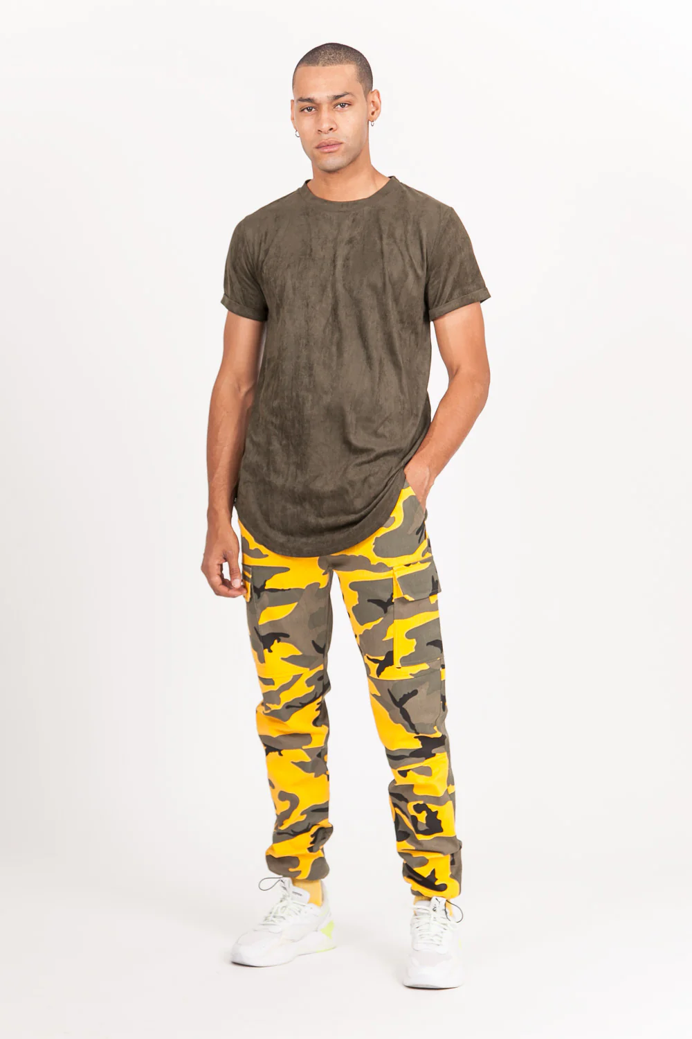 T-shirt suédine oversize kaki 1925V - Image 7