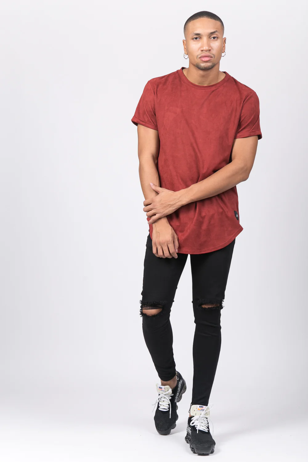 T-shirt suédine oversize marsala M1925VTS - Image 2