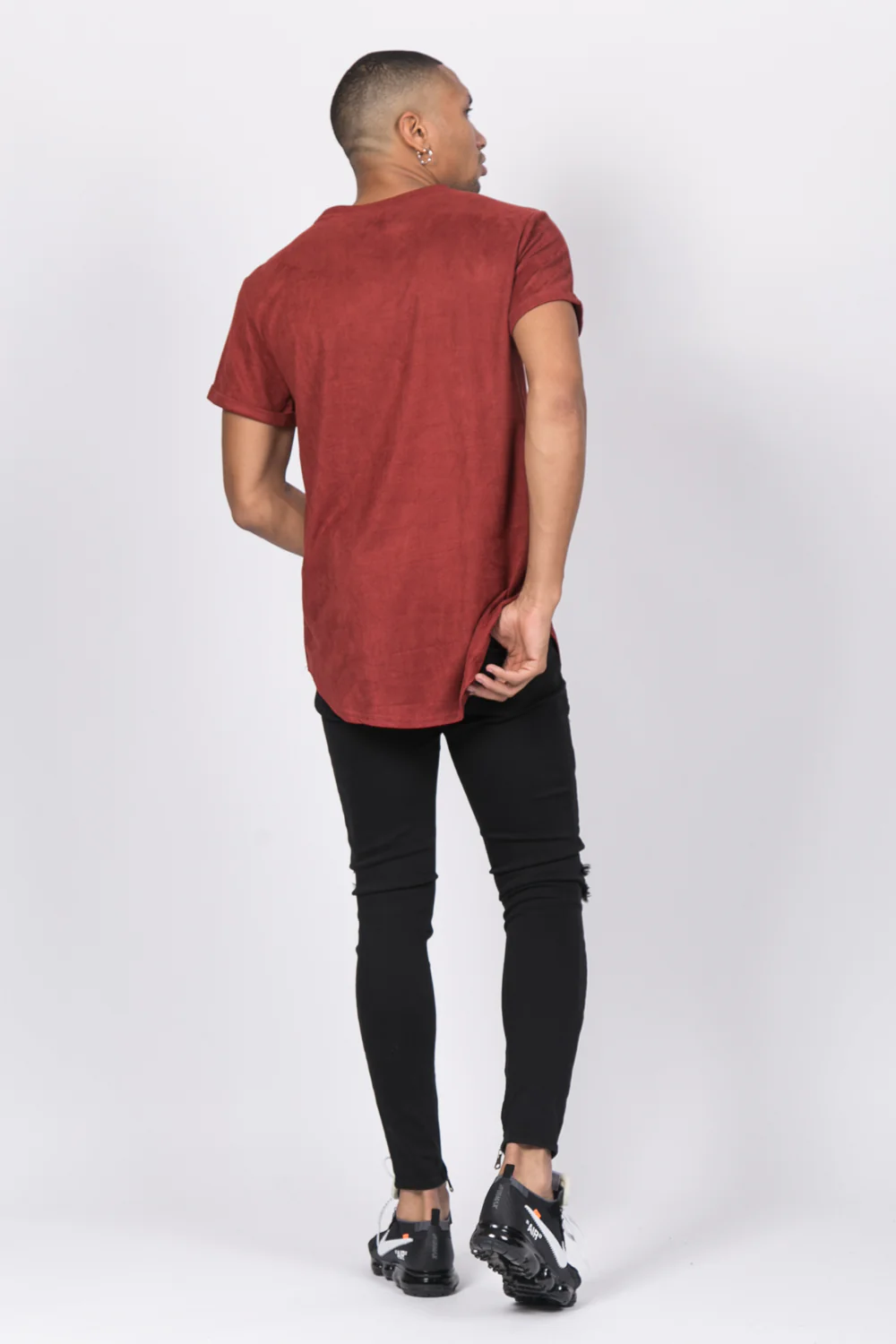 T-shirt suédine oversize marsala M1925VTS - Image 3
