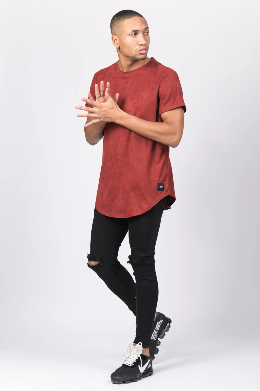 T-shirt suédine oversize marsala M1925VTS - Image 4