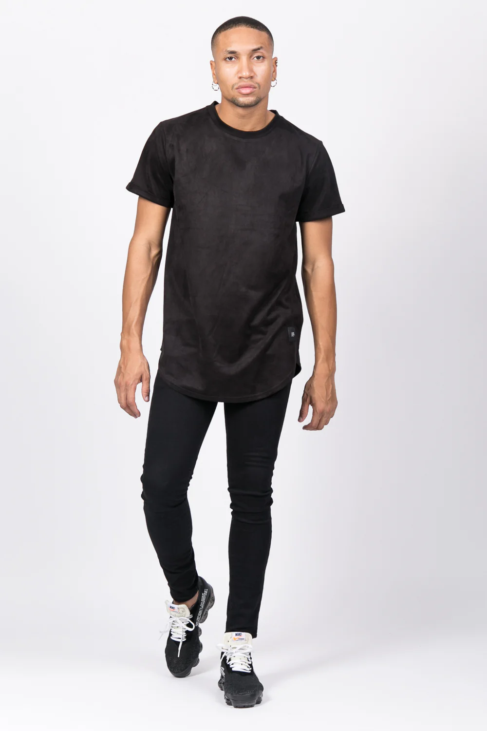 T-shirt suédine oversize noir 1925V - Image 2