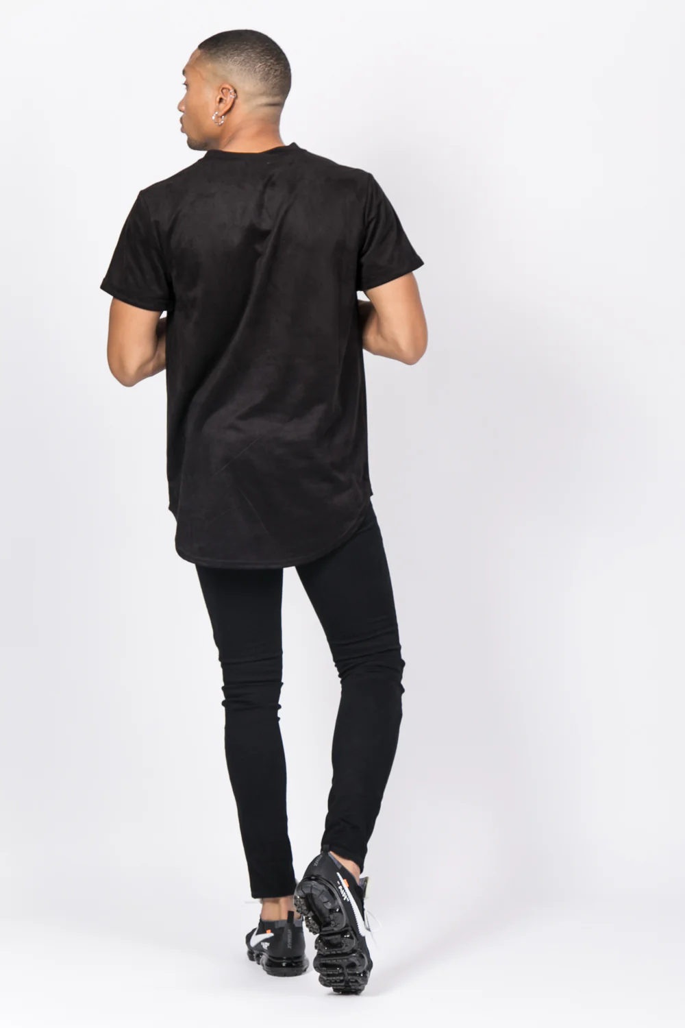 T-shirt suédine oversize noir 1925V - Image 3