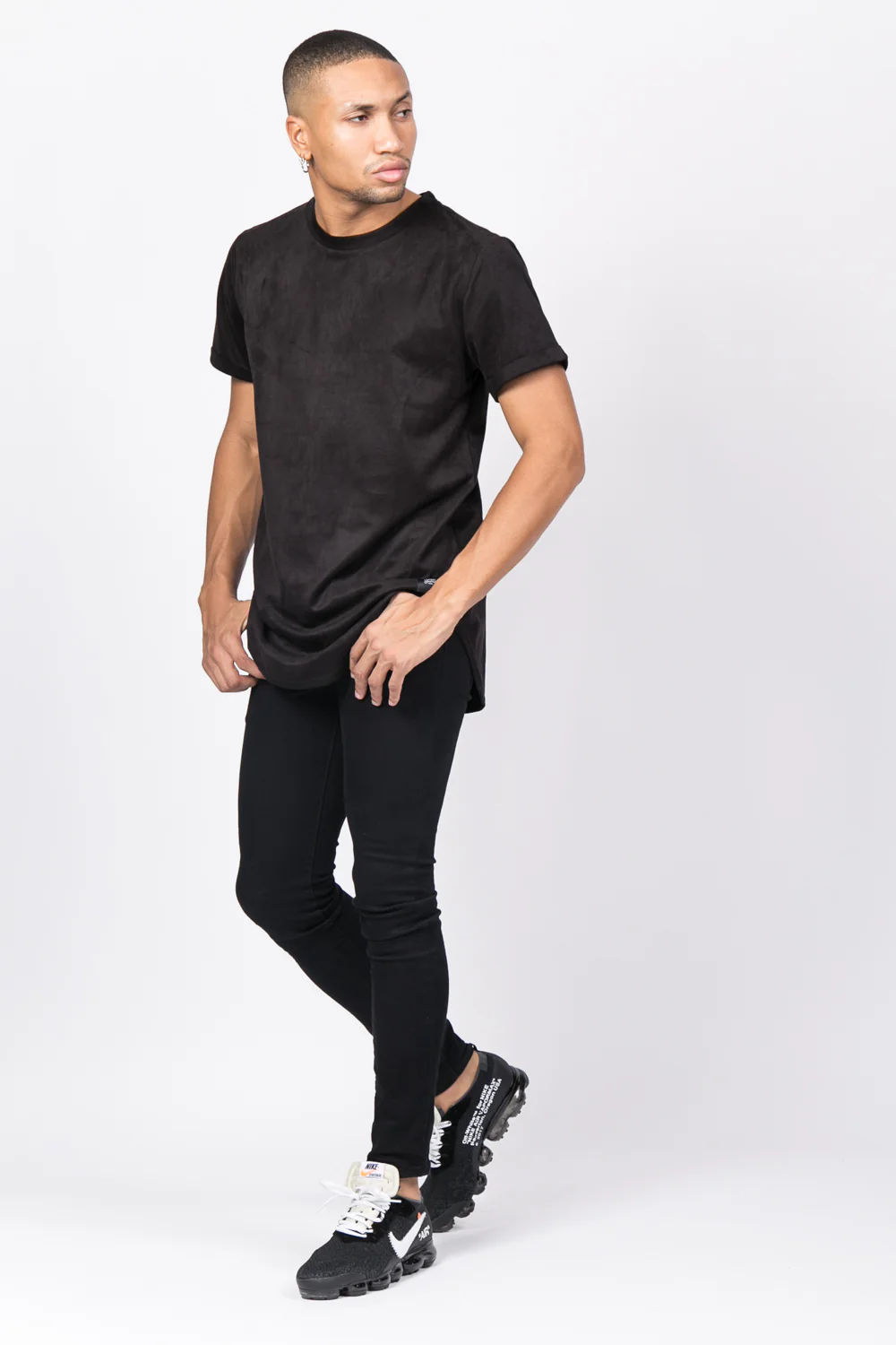 T-shirt suédine oversize noir 1925V - Image 4