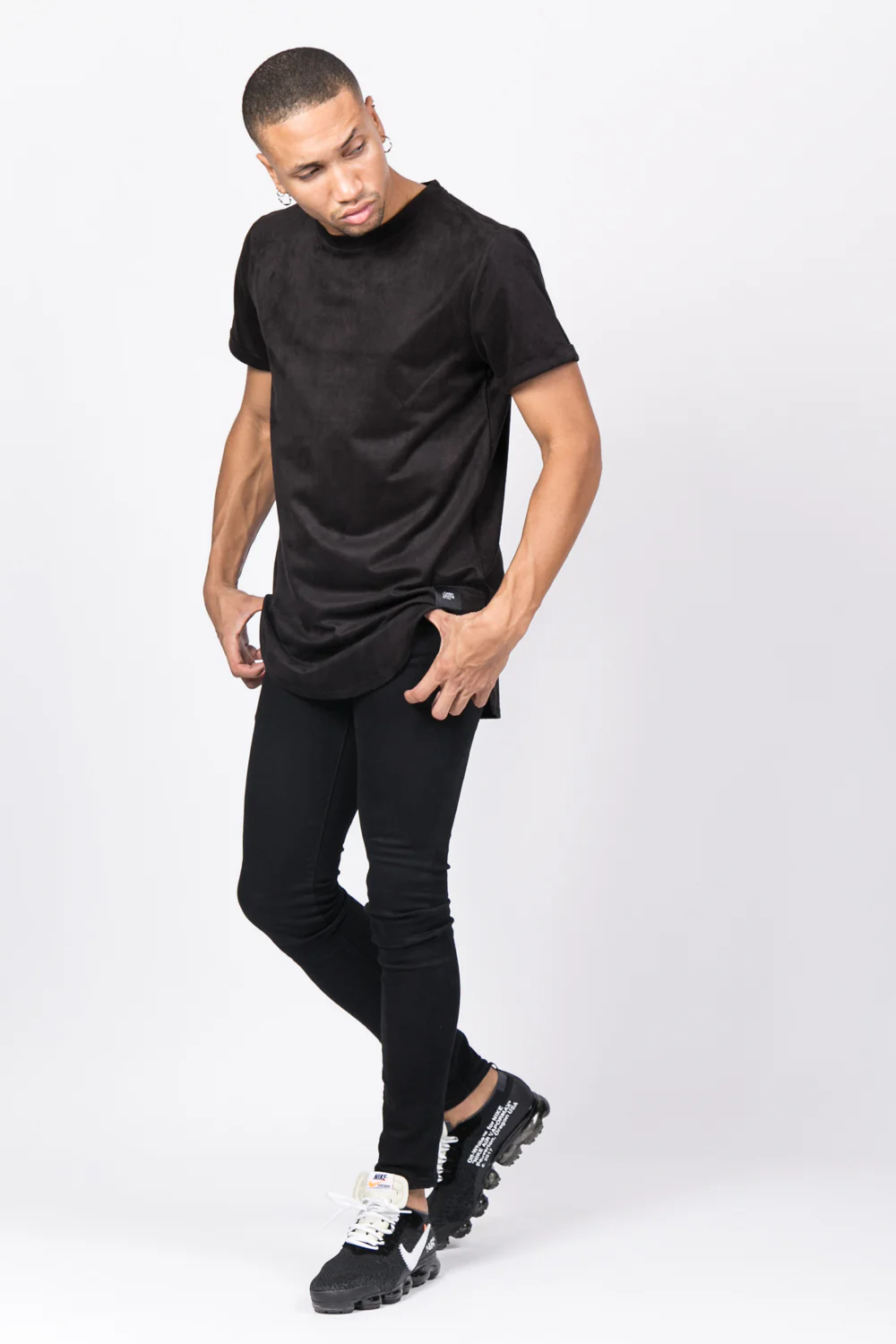 T-shirt suédine oversize noir 1925V - Image 5