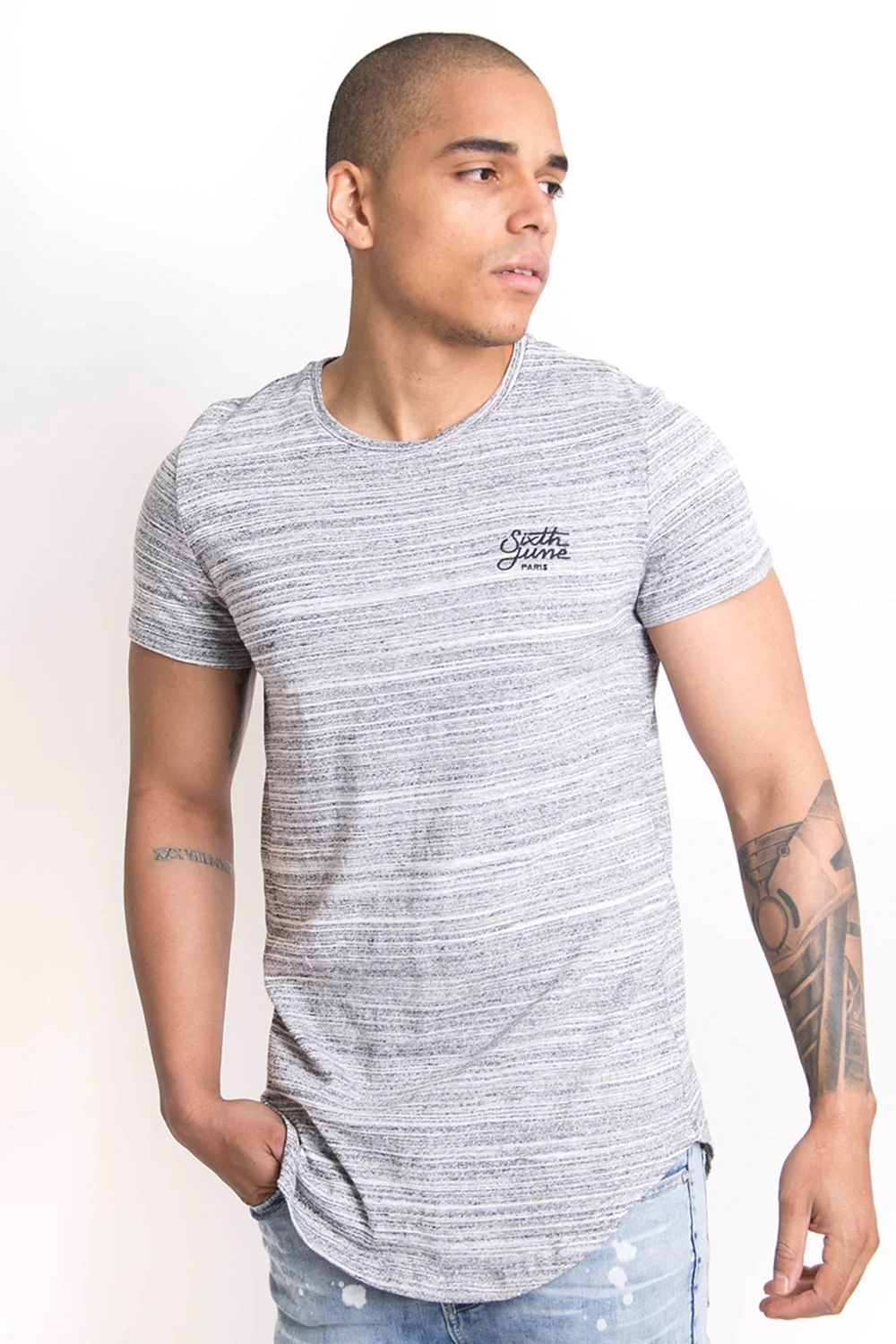 T-shirt texturé chiné gris - Image 2