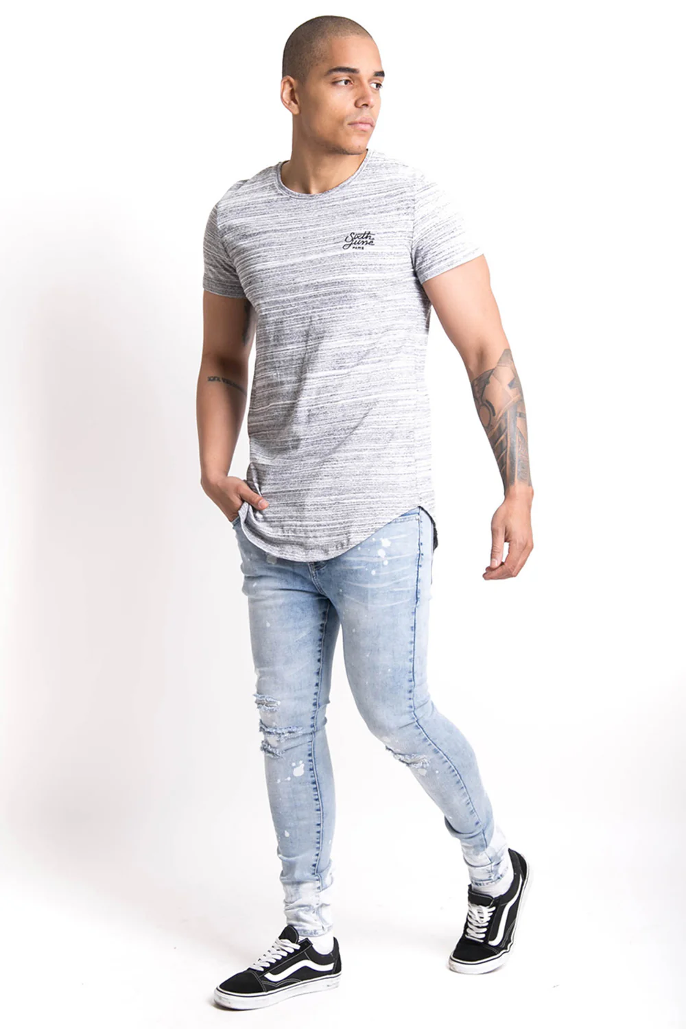 T-shirt texturé chiné gris - Image 5