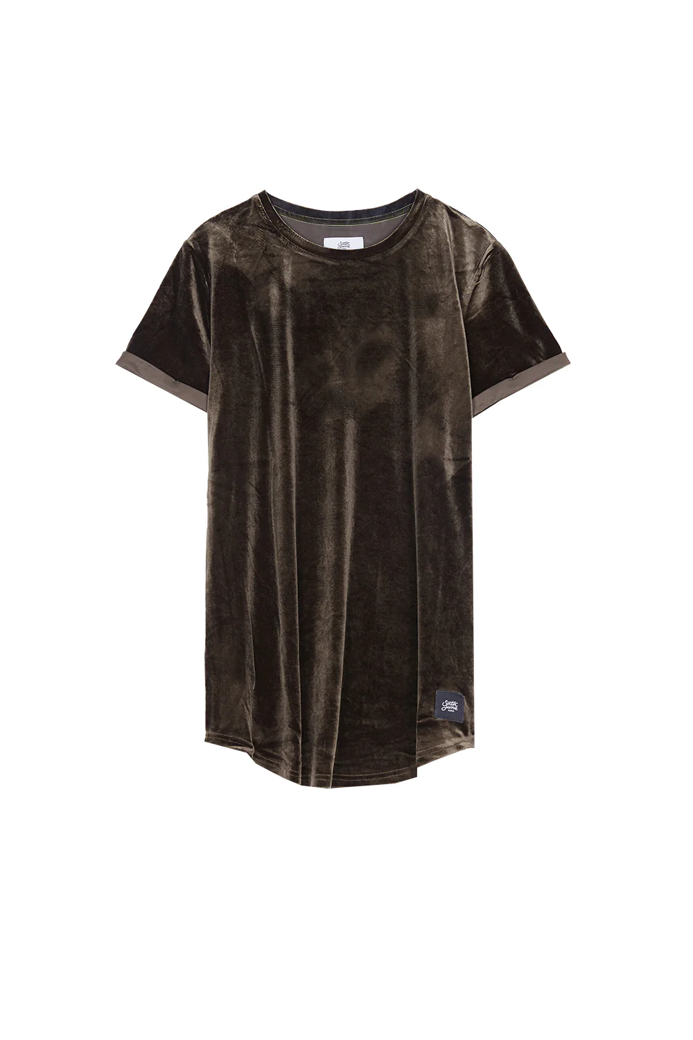 T-shirt tissu velours long kaki