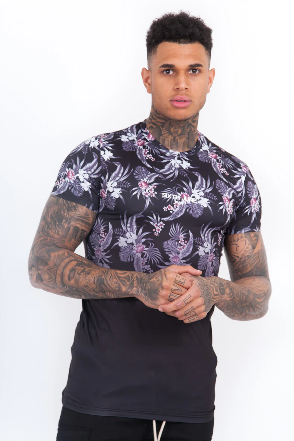 T-Shirt tropical dégradé noir gris - Image 2