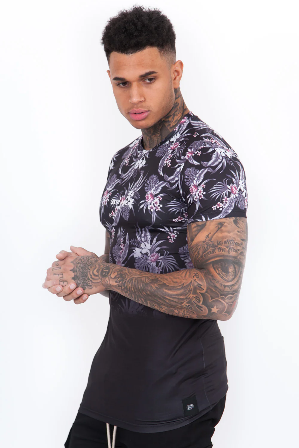 T-Shirt tropical dégradé noir gris - Image 3