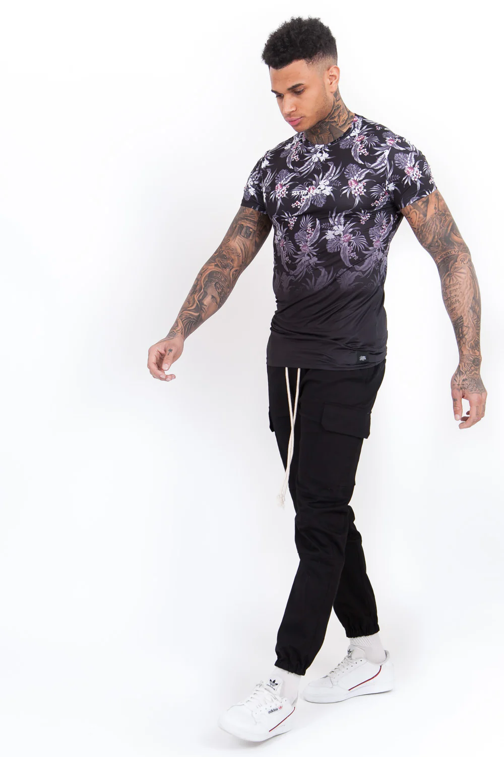 T-Shirt tropical dégradé noir gris - Image 6