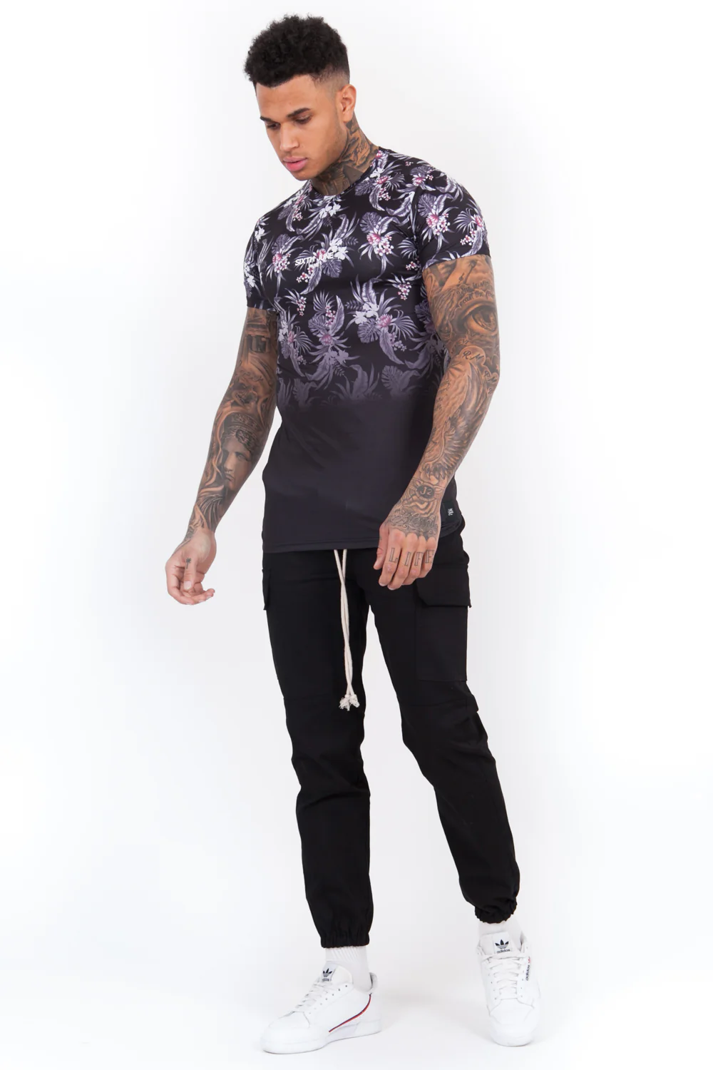 T-Shirt tropical dégradé noir gris - Image 7