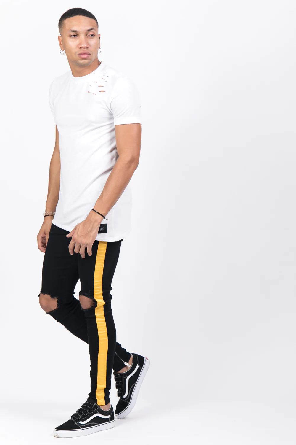 T-shirt trous asymétrique blanc - Image 4