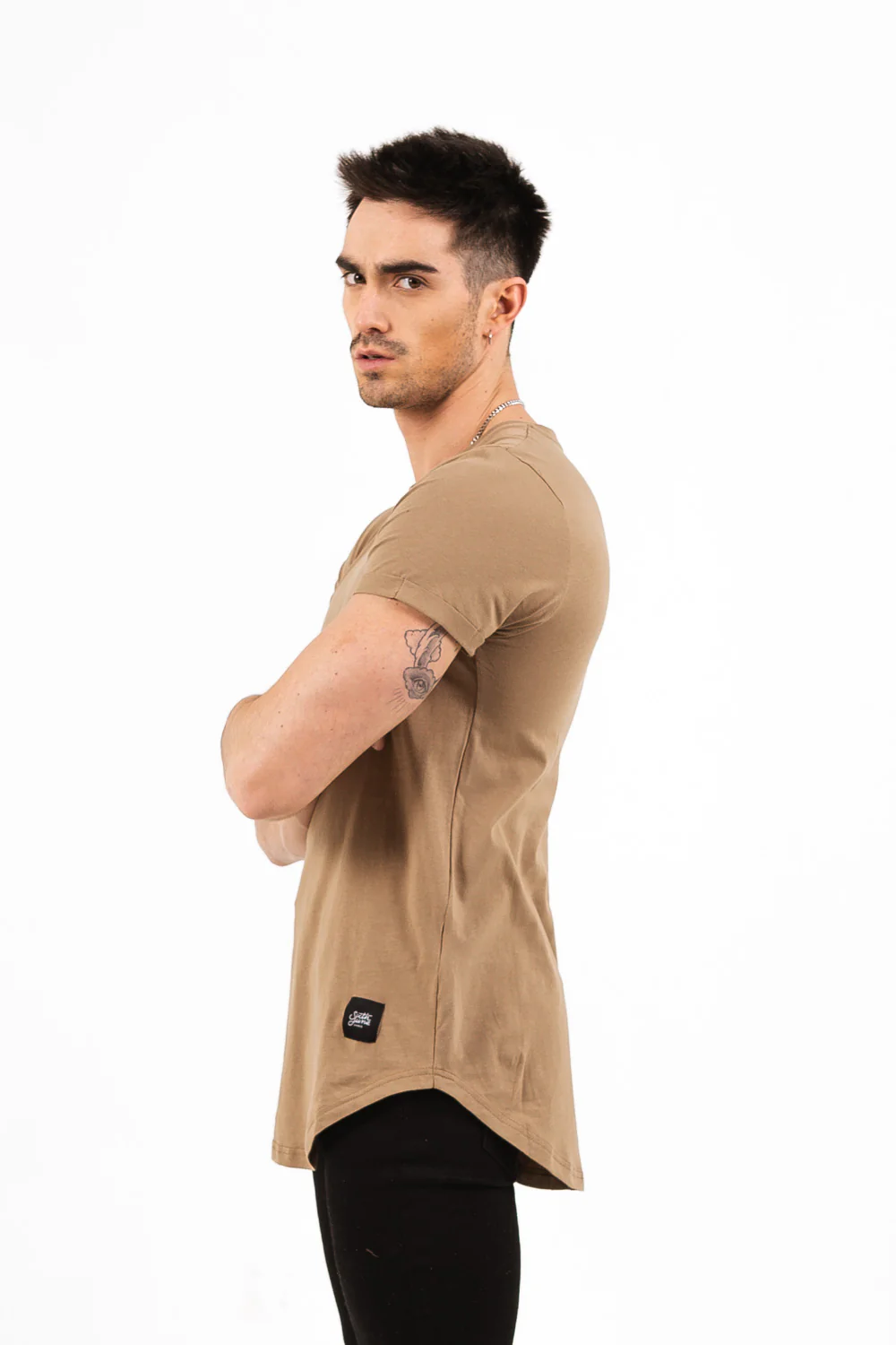 T-shirt bas arrondi Beige - Image 2