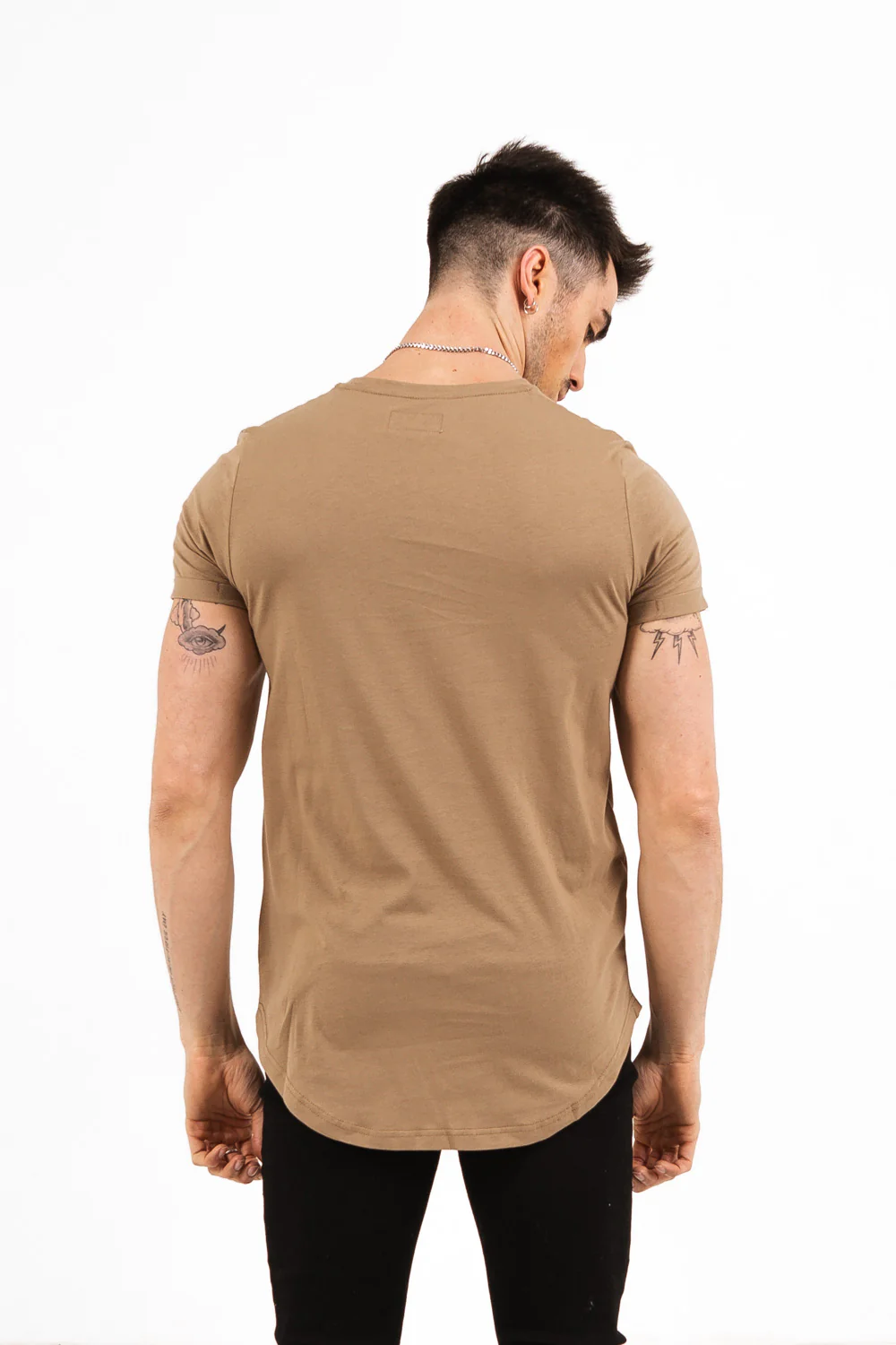 T-shirt bas arrondi Beige - Image 3
