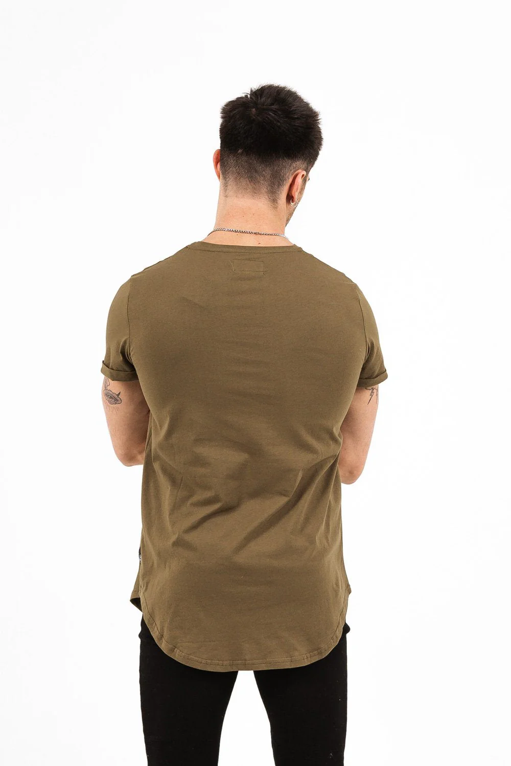 T-shirt bas arrondi Vert kaki - Image 4