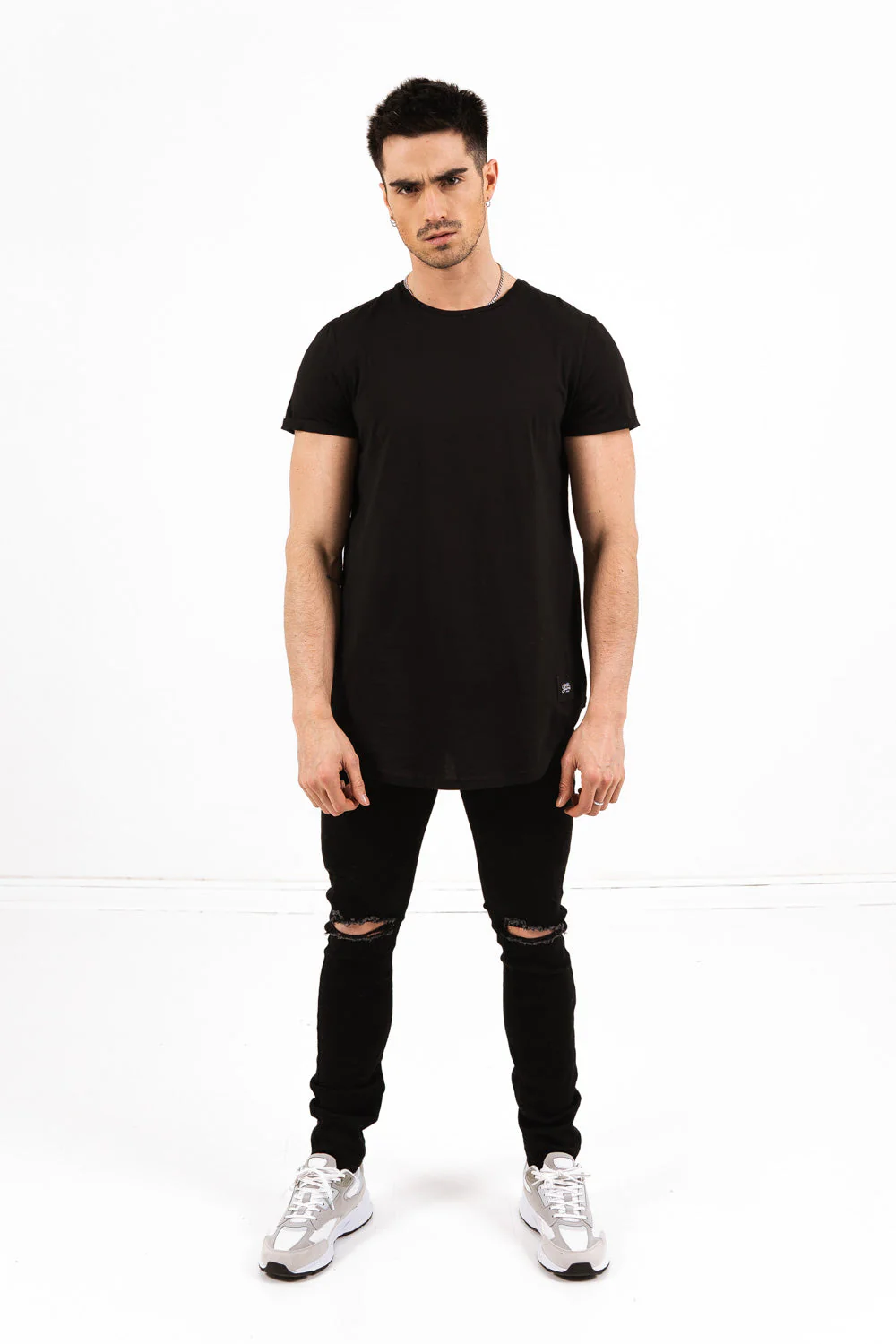 T-shirt bas arrondi Noir - Image 2