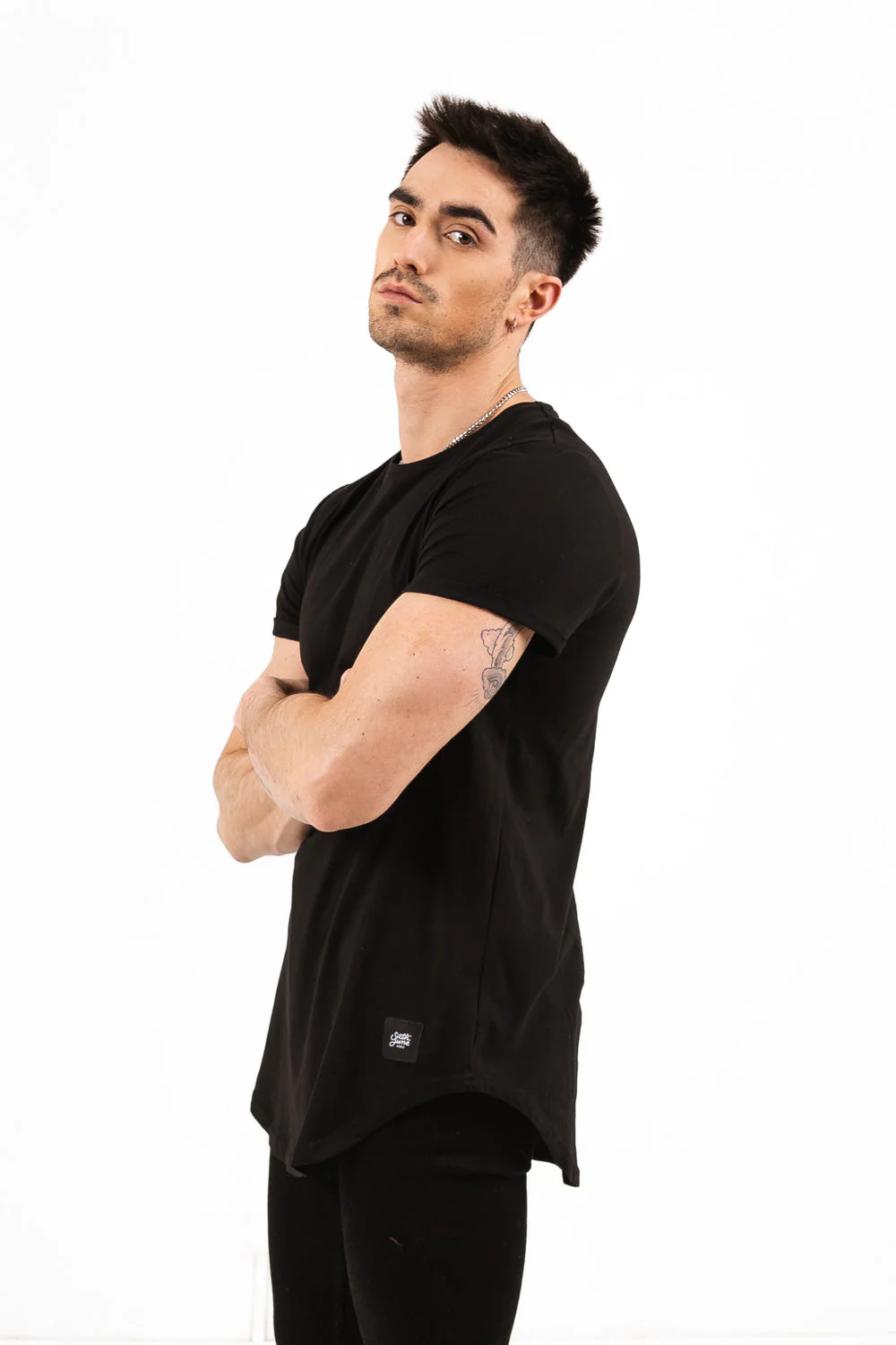 T-shirt bas arrondi Noir - Image 3