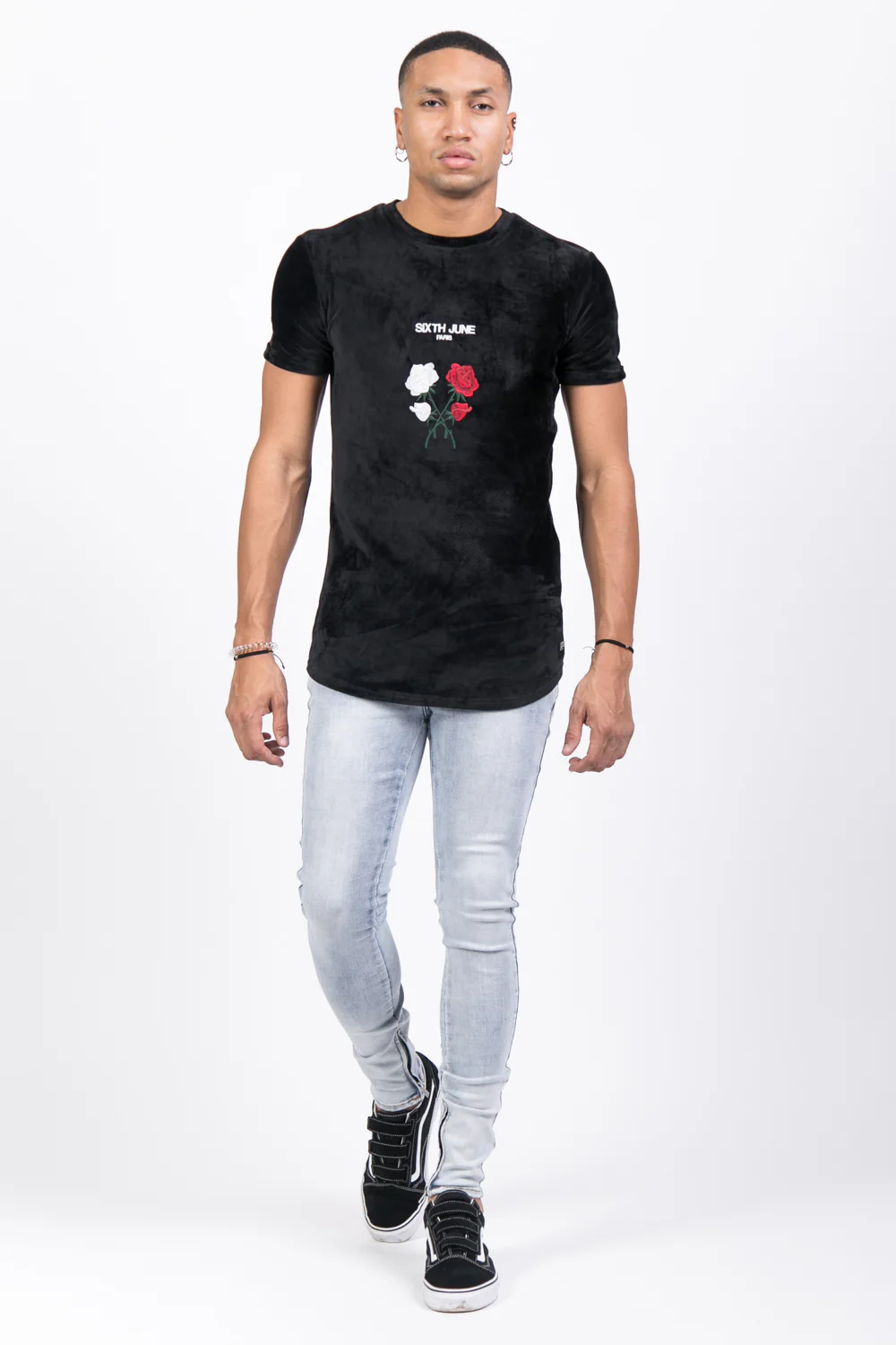 T-shirt velours roses noir - Image 2