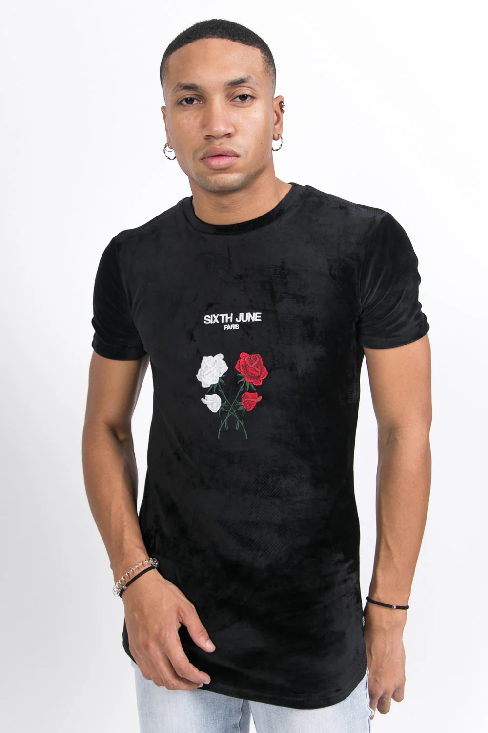 T-shirt velours roses noir - Image 5