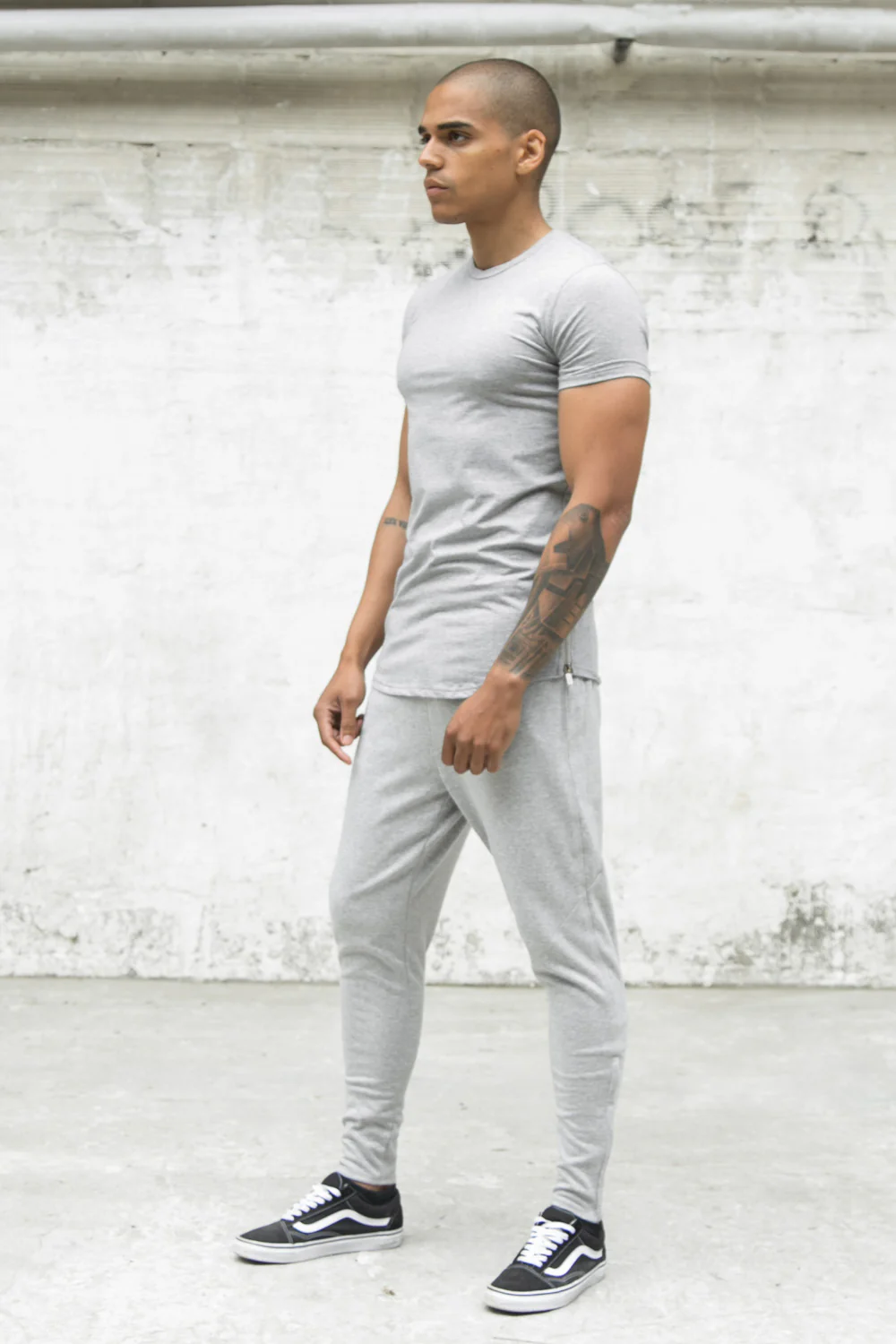 T-shirt zips côtés gris clair - Image 5