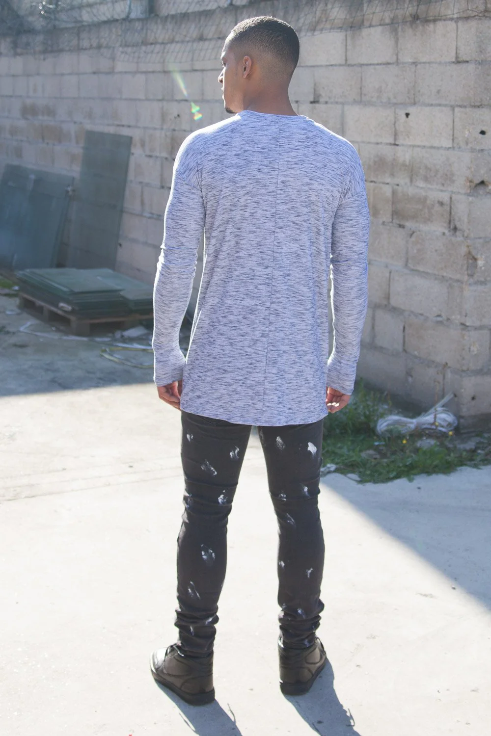 T-shirt long manches longues chiné gris - Image 4