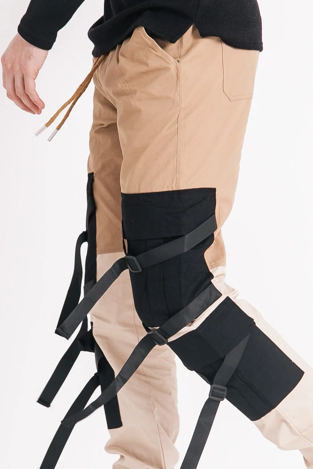 Pantalon cargo tactique empiècements sangles Beige - Image 3