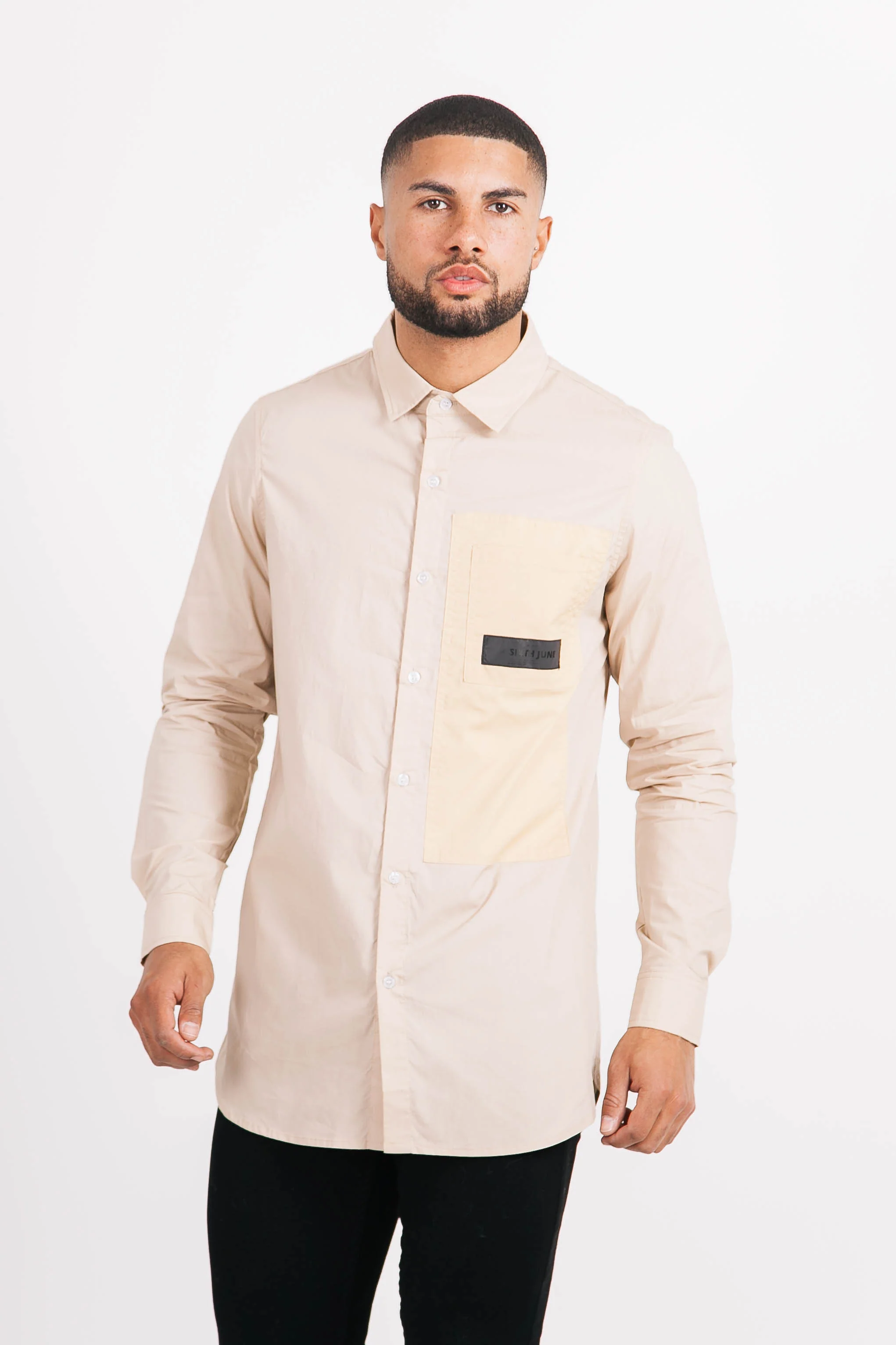 Chemise cargo bicolore beige - Image 2