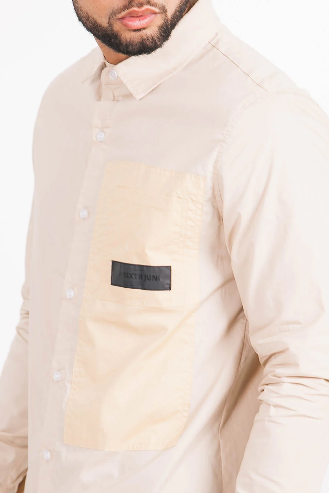 Chemise cargo bicolore beige - Image 3