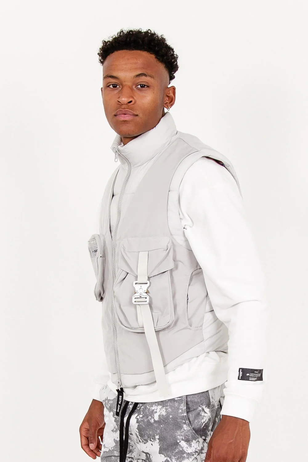Veste sans manches matelassée tactique Gris clair - Image 4