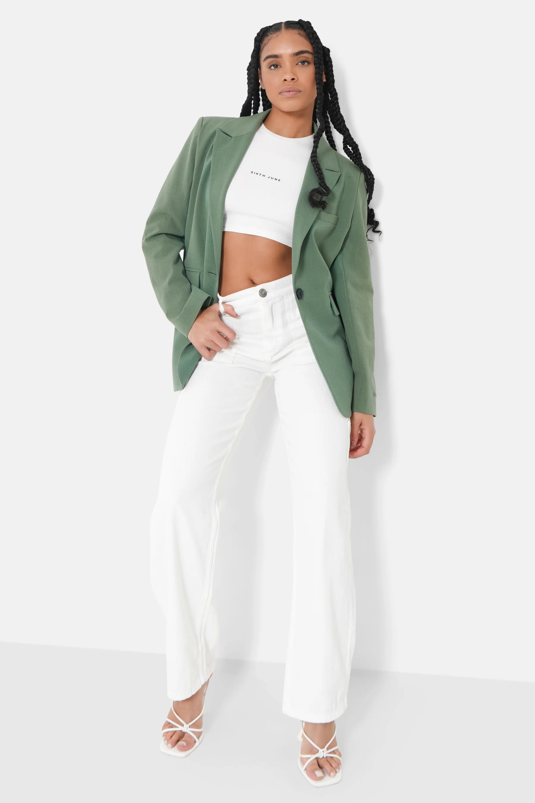 Veste blazer broderie Vert kaki - Image 2