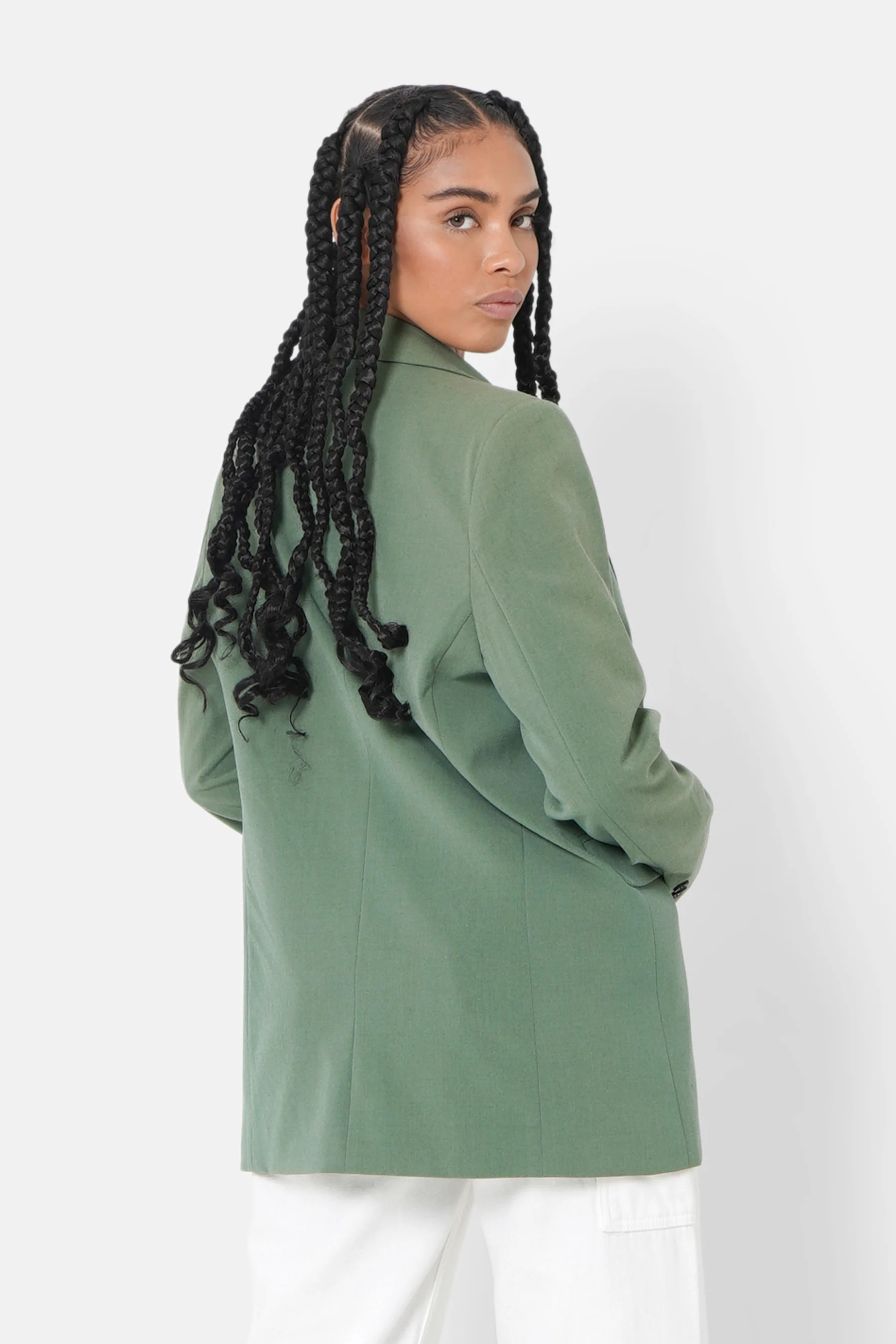 Veste blazer broderie Vert kaki - Image 5