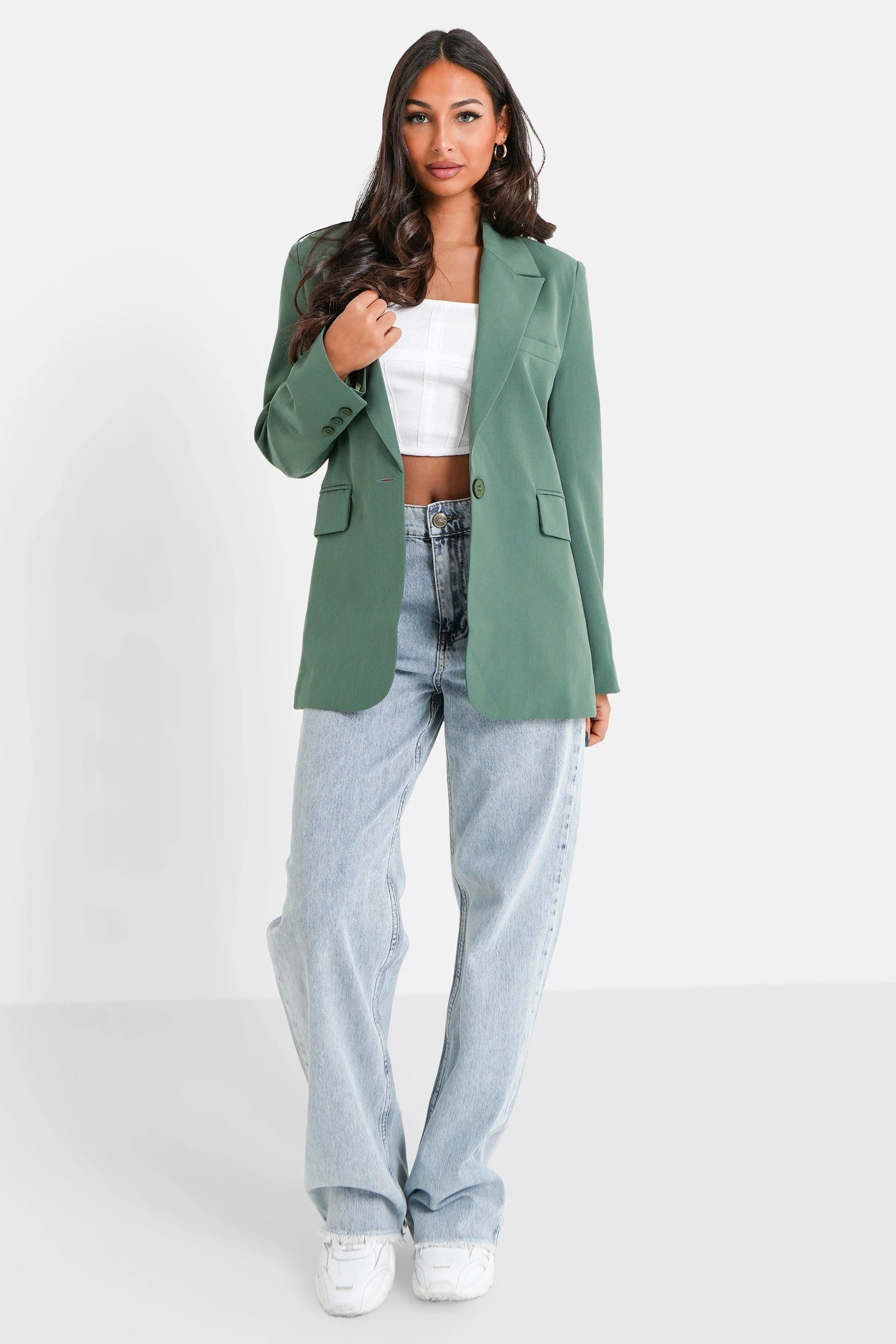Veste blazer broderie Vert kaki - Image 6
