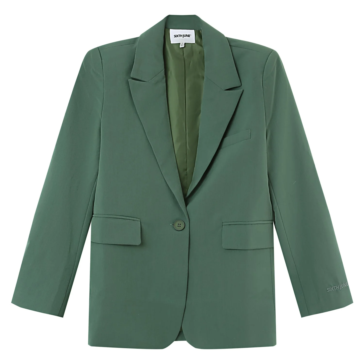 Veste blazer broderie Vert kaki - Image 7
