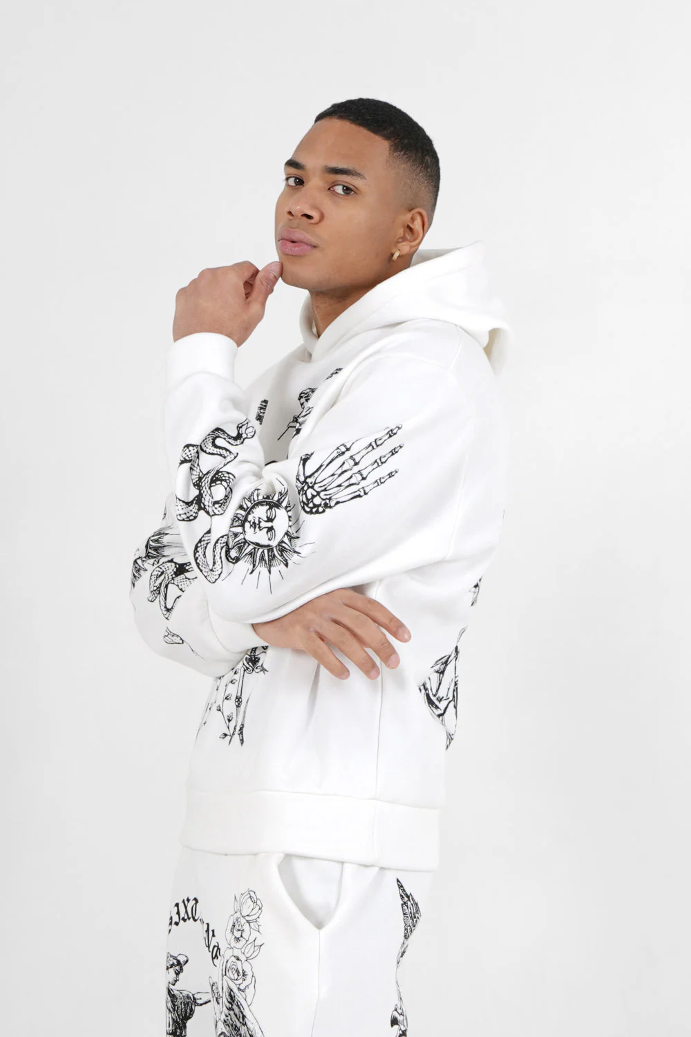 Sweatshirt capuche inspiration Tarot Blanc - Image 3
