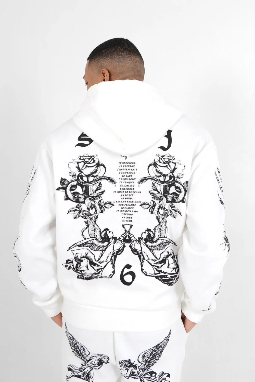 Sweatshirt capuche inspiration Tarot Blanc - Image 5