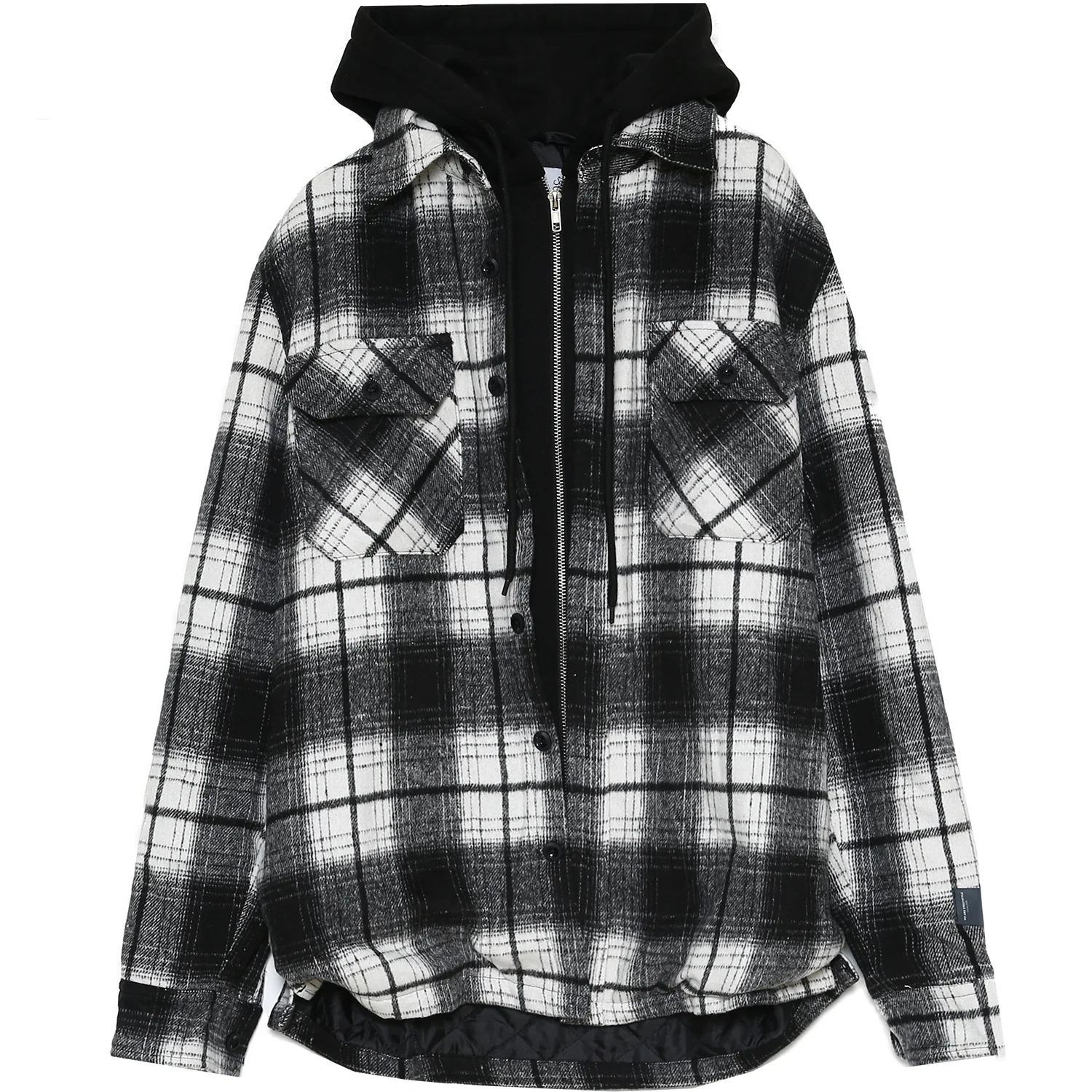 Veste capuche polaire tartan noir