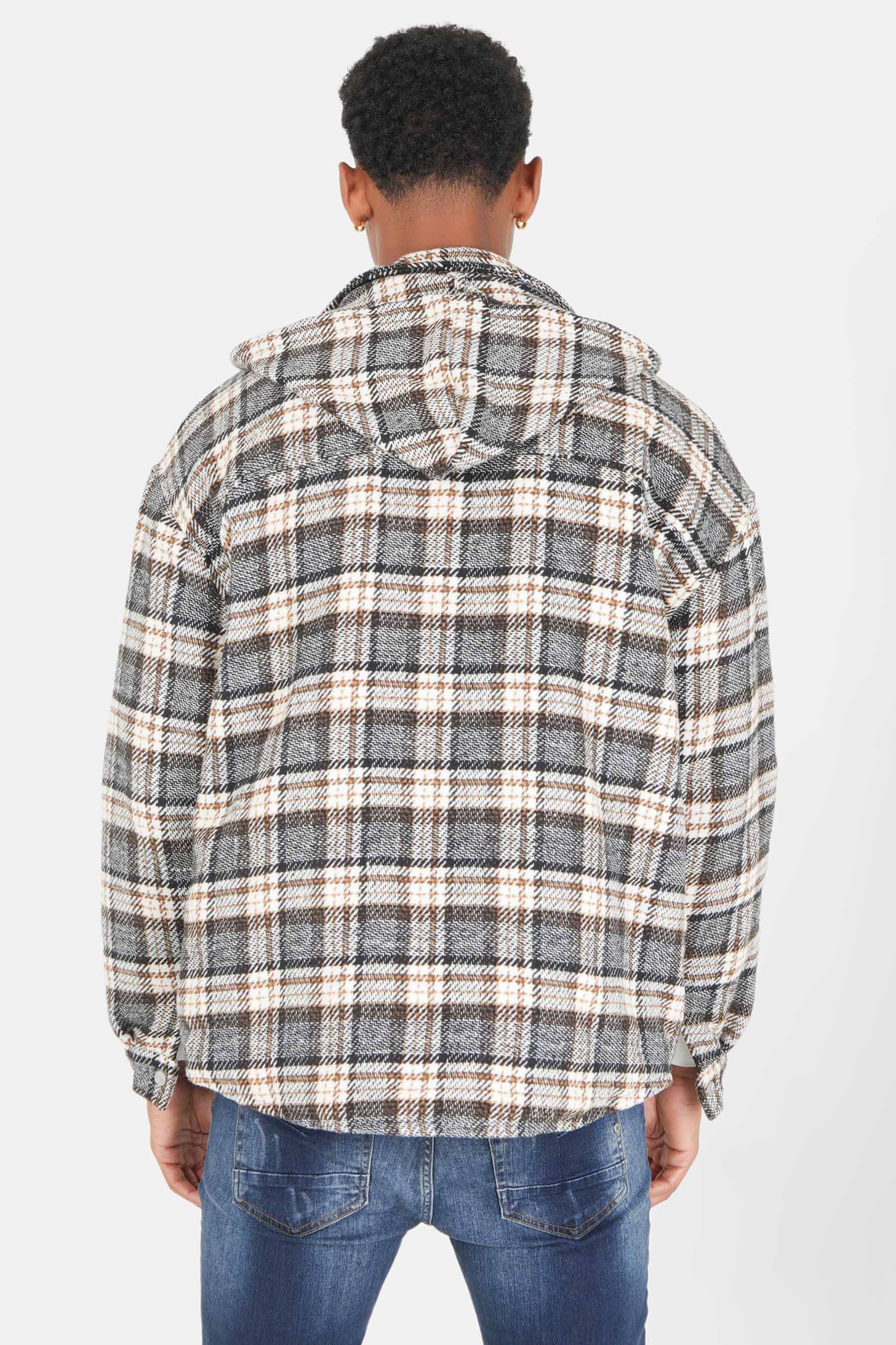 Manteau court tartan poches Marron - Image 5