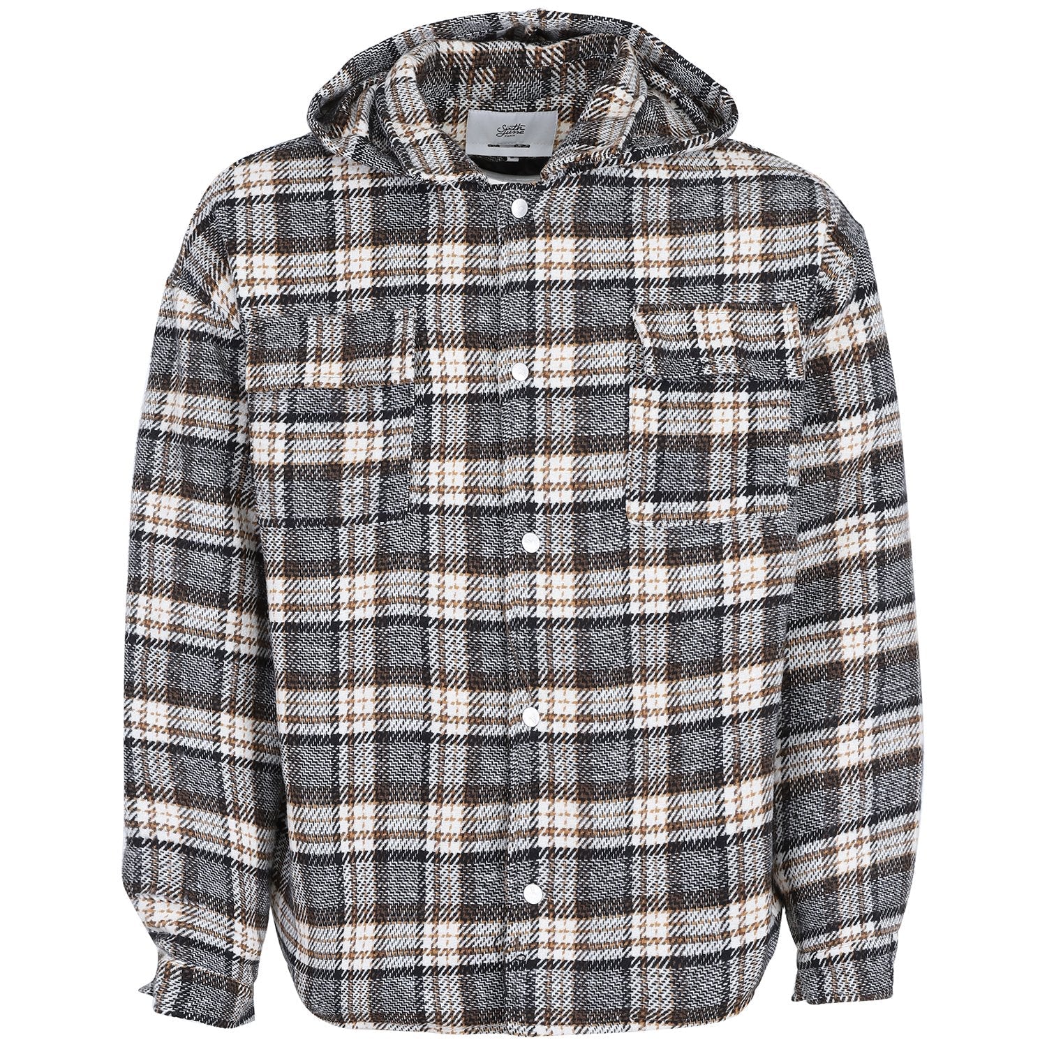 Manteau court tartan poches Marron - Image 6