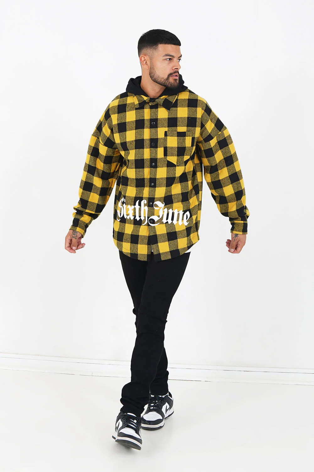 Surchemise tartan capuche Jaune - Image 2