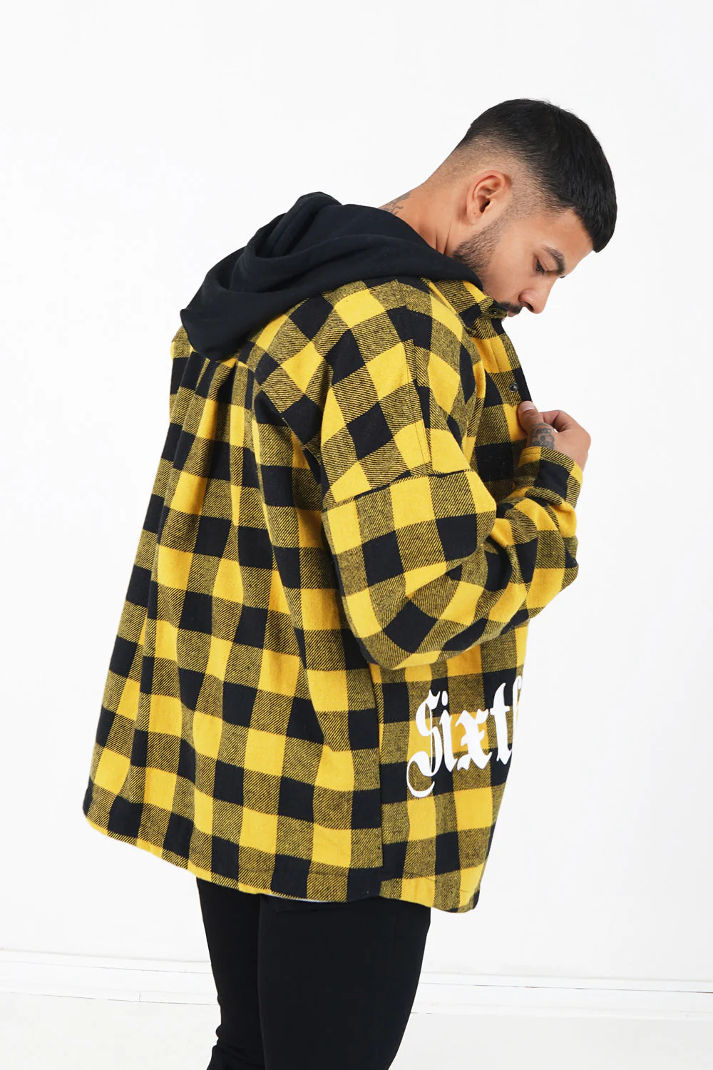 Surchemise tartan capuche Jaune - Image 4